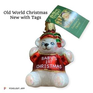 Old World Christmas Hanging Ornament Baby’s 1st Christmas Bear NWT